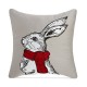  Winter Rabbit Embroidered Applique Decorative Pillow, 16″ x 16″