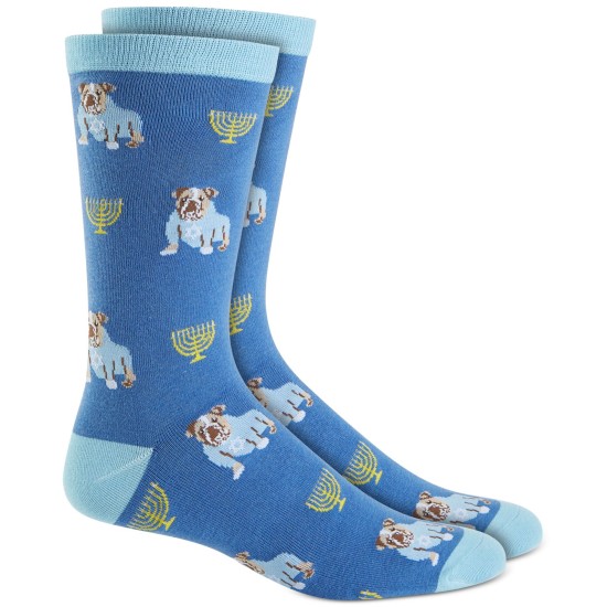  Hanukah Bulldog Socks, Blue