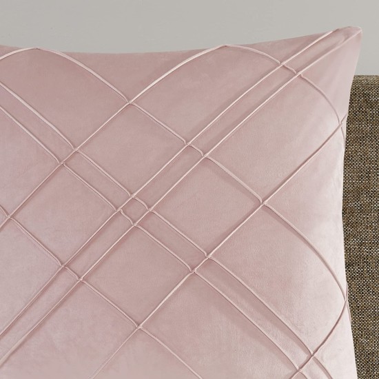  Euro Sham Pleated Velvet Geometric Decorative Pillow, Pink, 26 x 26