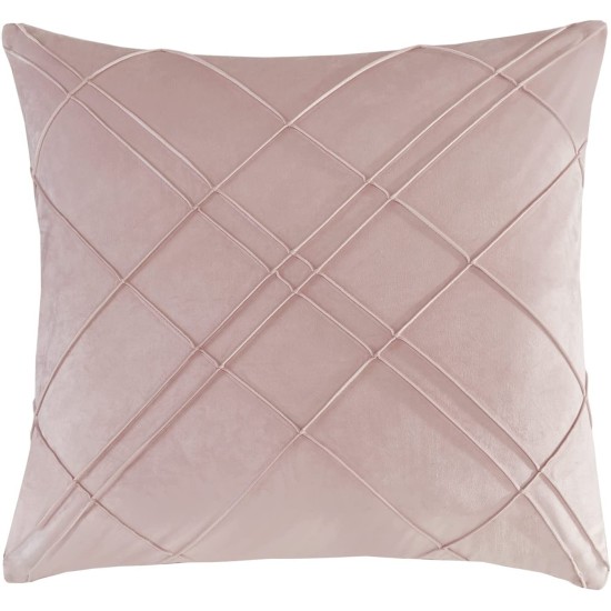  Euro Sham Pleated Velvet Geometric Decorative Pillow, Pink, 26 x 26