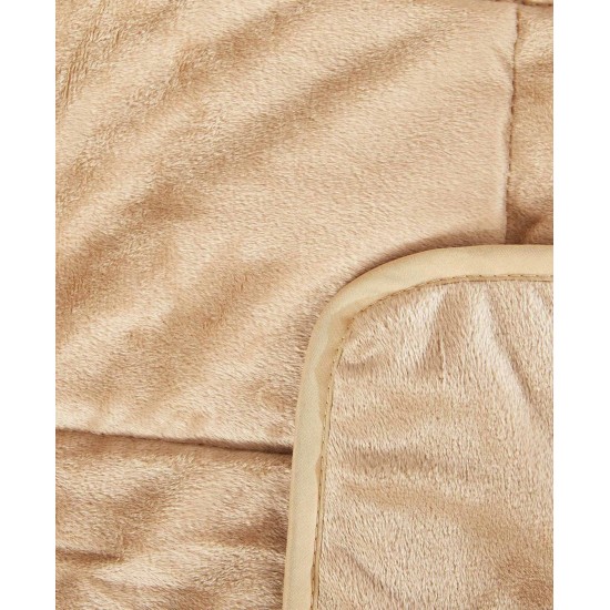 Dream Theory 15 lbs Faux Mink Weighted Blanket, Beige, 48×72