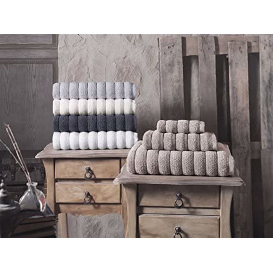  Vague Zero-Twist 100% Turkish Micro Cotton Hand Towels, Set of 2, Gray