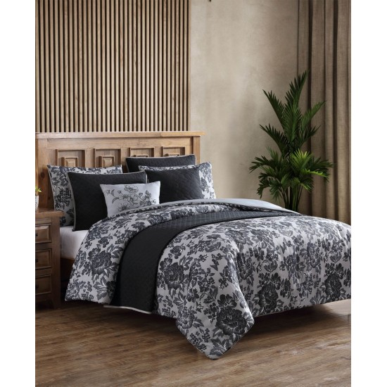  Marilyn 8-Pc. Full/Queen Comforter and Coverlet Set, Charcoal, Full/Queen