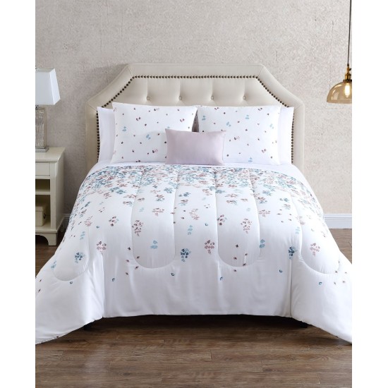  Waterfall Floral Reversible 12-Pc. King Comforter Set, Blush/Blue, King