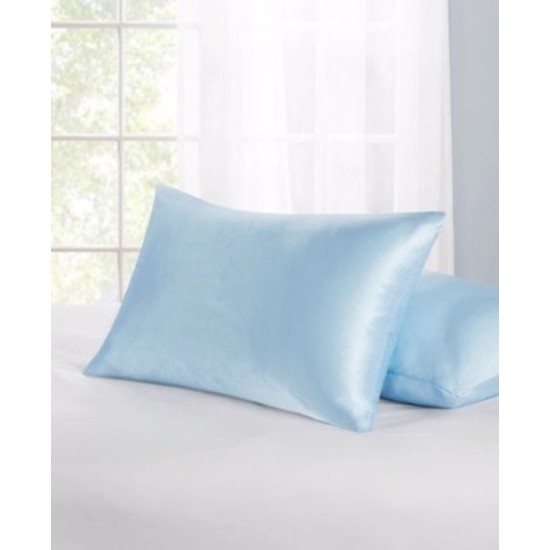  Standard/Queen Satin Pillowcase Pair, 20×30, Light Blue