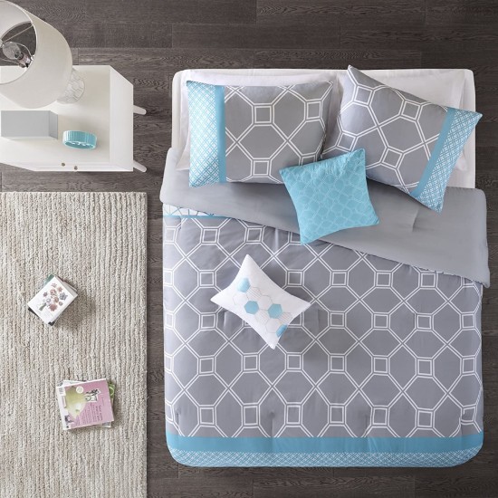  Teal/Gray Sarah Comforter Set Twin/Twin XL 4pc