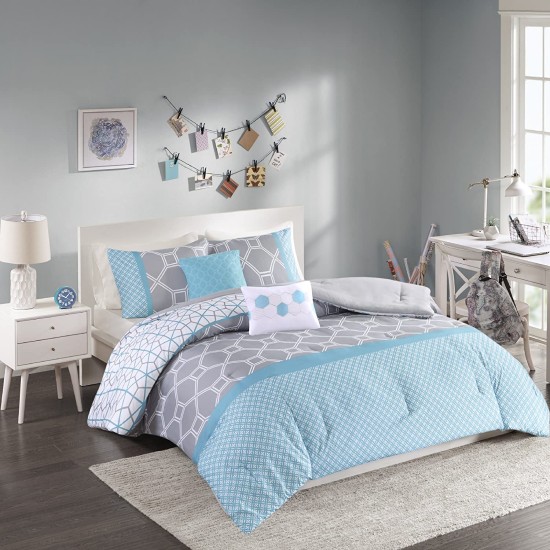  Teal/Gray Sarah Comforter Set Twin/Twin XL 4pc