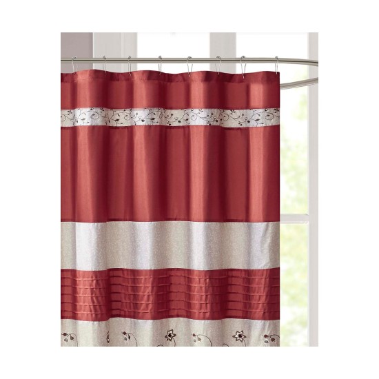  Decor Studio Serene Embroidered 72″ x 72″ Faux-Silk Shower Curtain