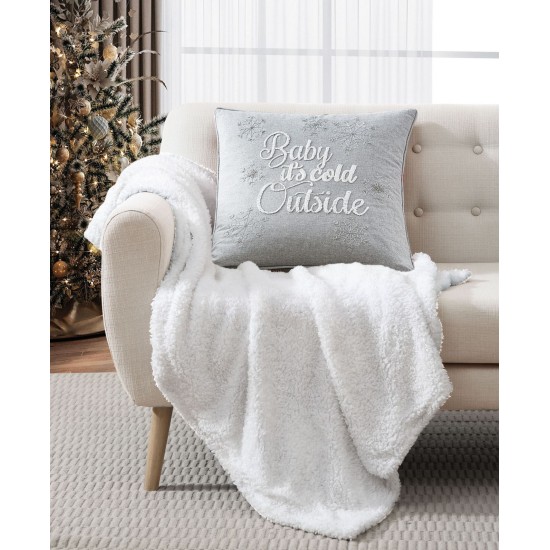  Baby It’s Cold Outside Decorative Pillow, 20″ x 20″, Gray