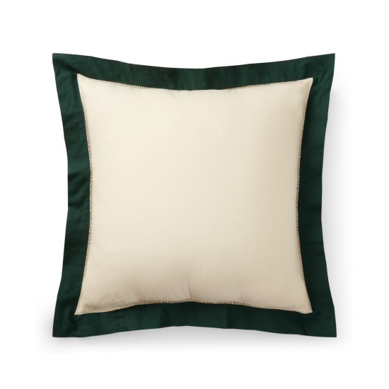  Allie European Pillow Sham, Ivory/Green, 26×26