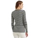  Womens Striped Snap-Trim Long-Sleeve Top, Black, XL