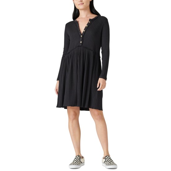  Women’s Cloud Jersey Wide Ribbed Dress, Black, XL (US 12-14)