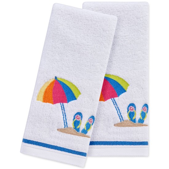  Beach Scene 2-Pc. 11″ x 18″ Fingertip Towel Set, White/Blue