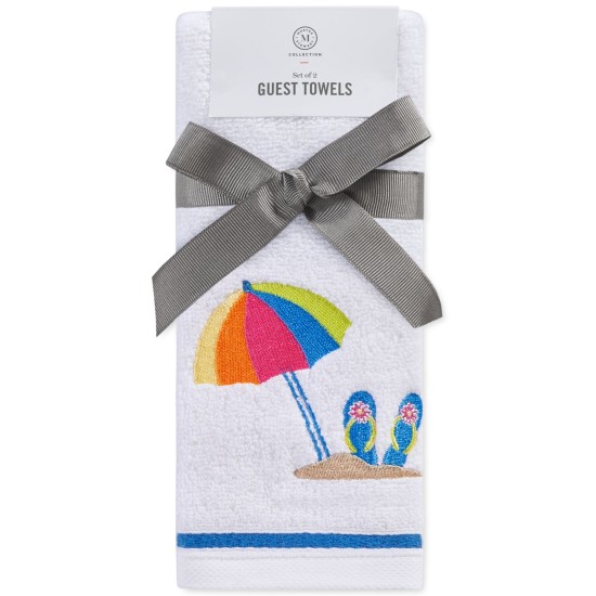  Beach Scene 2-Pc. 11″ x 18″ Fingertip Towel Set, White/Blue