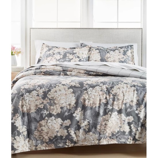  Painterly Floral 3 Pieces Quilt Set Full/Queen, Gray