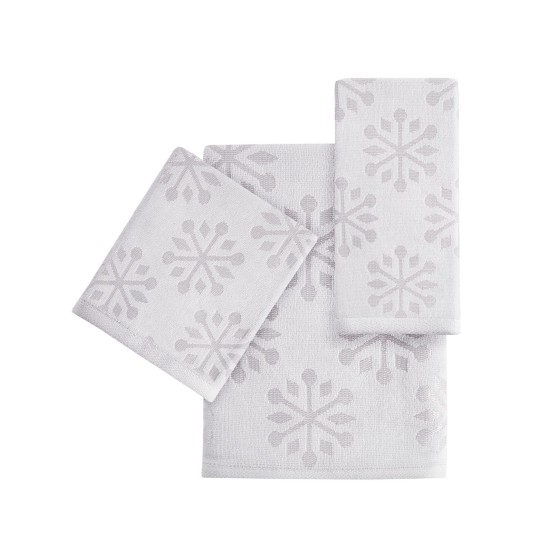  Tonal Snowflake Bath Towel, Gray, 30″ x 56″