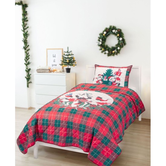  Mickey/Minnie Holiday 3-Pc. Queen Quilt Set