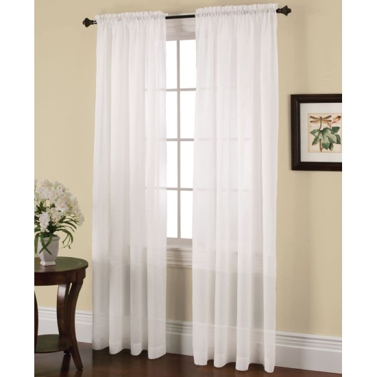  Solunar Crushed Voile Insulating Sheer Curtain Panel, 54X83, White