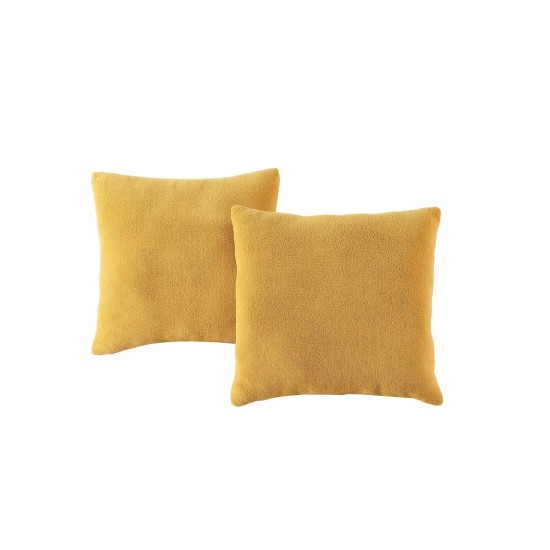  2 Pk. Velvet Plush Pillows, Yellow, 18×18