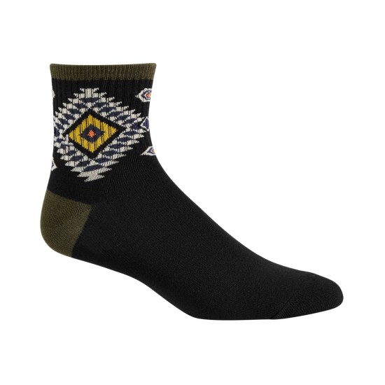  Men’s Half-Calf Diamond Pattern Socks, Black