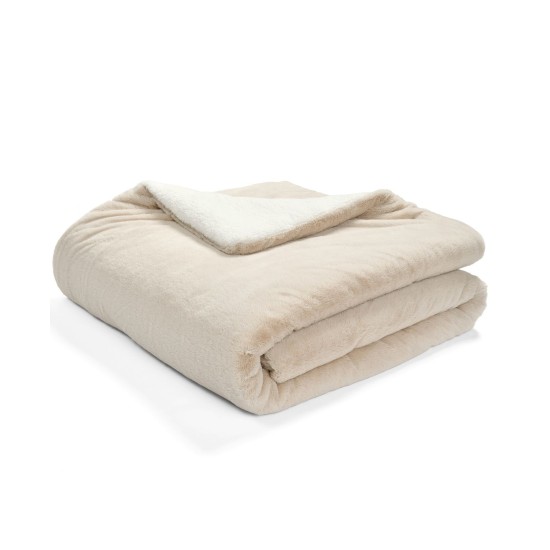  Brenna Faux Fur Twin 2PC Comforter Set, Ivory