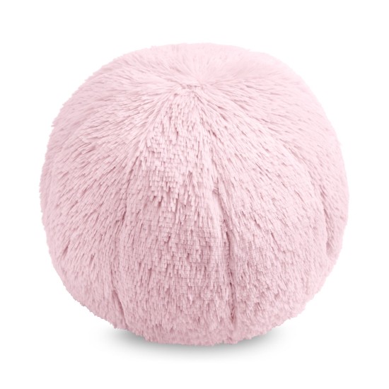  Collection Faux-Fur Pom Pom 10″ Round Decorative Pillow,Pink