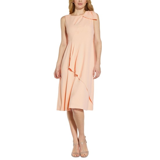  Womens Divine Crepe Fit & Flare Midi Dress, Light Pink/6