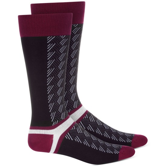  Men’s Colorblocked Patterned Dress Socks, Dark Gray, size 7-12