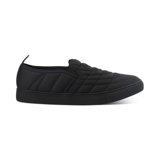  Men’s Cooper Quilted Slip-On Sneakers Shoes, Black, 9
