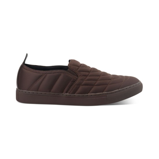  Men’s Cooper Quilted Slip-On Sneakers Shoes, Brown, 10.5