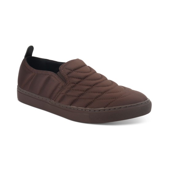  Men’s Cooper Quilted Slip-On Sneakers, Brown, 8.5