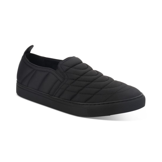  Men’s Cooper Quilted Slip-On Sneakers Shoes, Black, 9