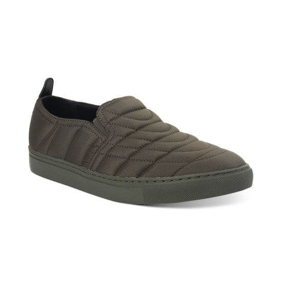  Men’s Cooper Quilted Slip-On Sneakers Shoes, Dark Green, 8