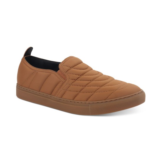  Men’s Cooper Quilted Slip-On Sneakers Shoes, Tan, 10