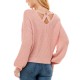  Juniors’ Mixed-Knit Strappy-Back Sweater, Rose, X-Large