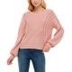  Juniors’ Mixed-Knit Strappy-Back Sweater, Rose, X-Large