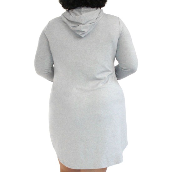  Womens Trendy Plus Size Cutout Hoodie Dress, Gray/1X