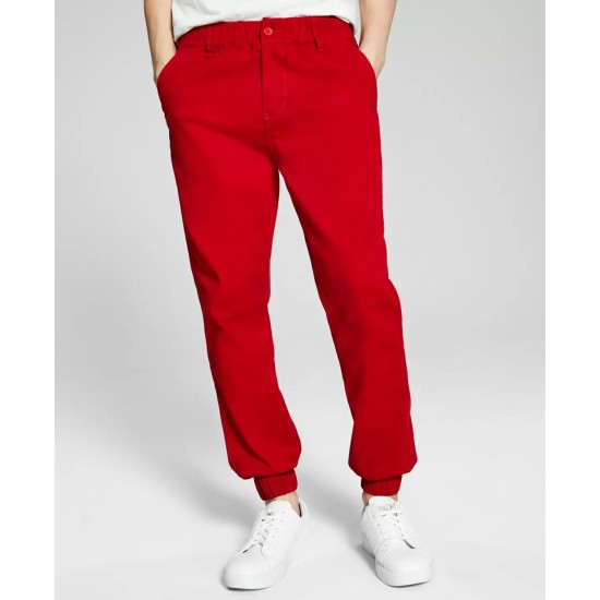  Men’s Button-Front Jogger Pants, Red, XX-Large