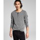  Mens Heathered Henley, Gray, XX-Large