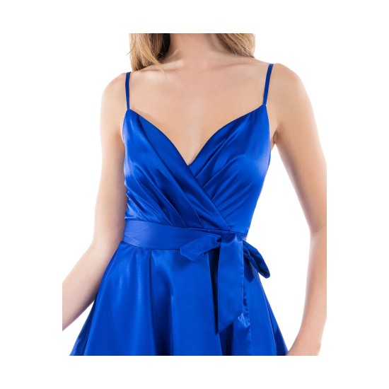 B Darlin Juniors Surplice A-line Dress, Royal Blue, 17-18