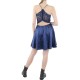 B DARLIN Womens Navy Stretch Zippered Pocketed Lace Back Lined Sleeveless V Neck Short Party Fit + Flare 9/10