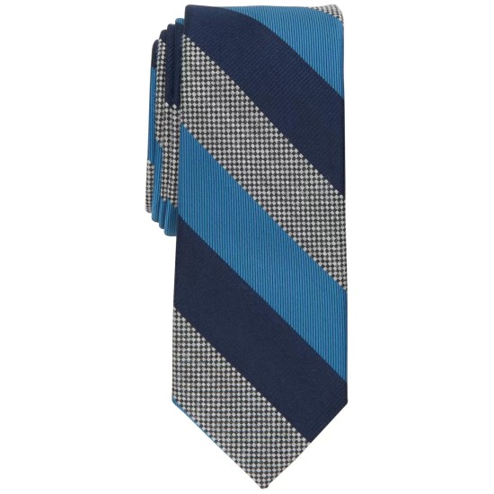  Men’s Skinny Diagonal Stripe Tie, Blue