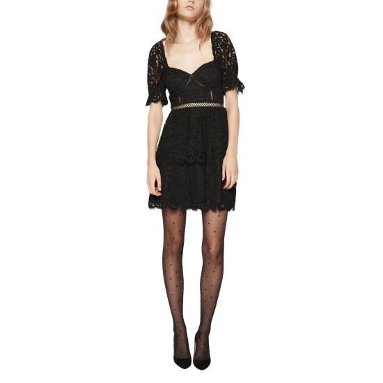  Women’s Charlotte Lace A-Line Dress, Black, 6