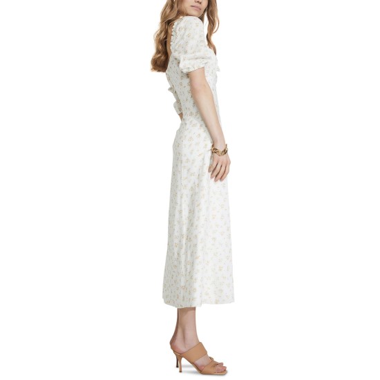  Womens Off-The-Shoulder Midi Dress, White/XL