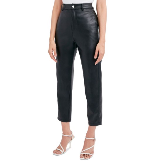  Womens Faux-Leather Pants, Black/S