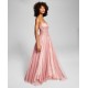  Womens Juniors’ Embroidered-Corset Gown, Pink/7