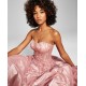  Womens Juniors’ Embroidered-Corset Gown, Pink/7