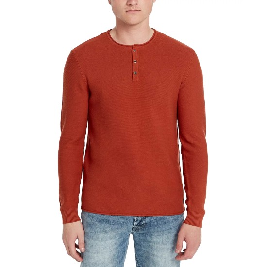  Men’s Wamill Long Sleeve Henley Sweater, Red Ochre, XX-Large
