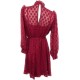  Women’s 3/4 Sleeve Clip Dot Mock Neck Dress Cranberry 6