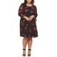 Womens Floral Plus Size Ruffled Dress, Red/18W